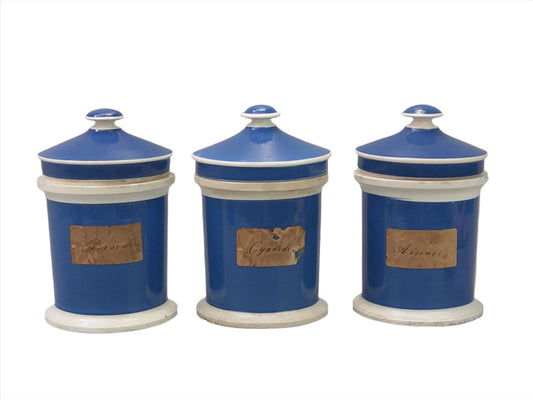 vintage apothecary, apothecary, Blue and White, apothecary Jars, Poison Jars, blue Poison Jars, set Poison Jars, Antique apothecary, pharmacist jars, blue jar with lid, antique pharacy jars, chemist jars,