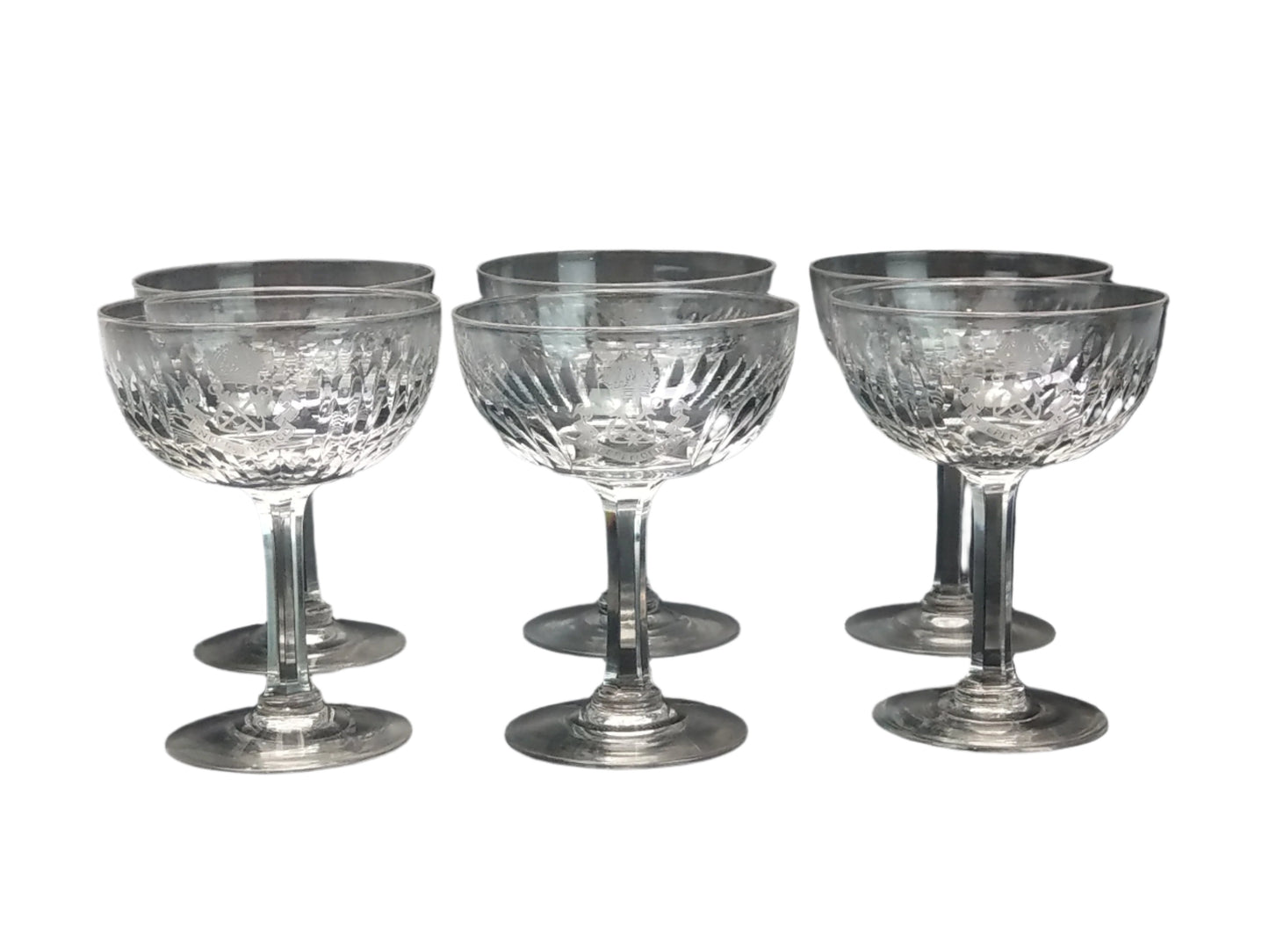 HMS Neptune ex-Independencia Set of 6 Champagne Glasses with Royal Navy Crest