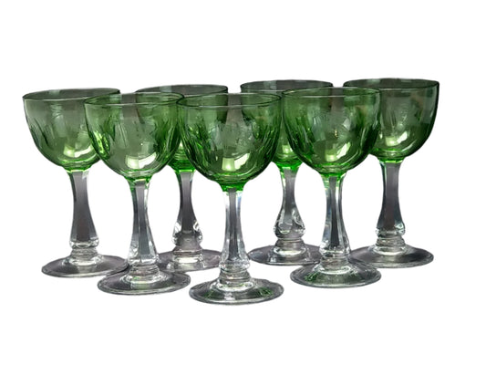 Cruise Liner Bergen Steamship Company Set of 7 Wine Holmegaard Derby Green Bowls