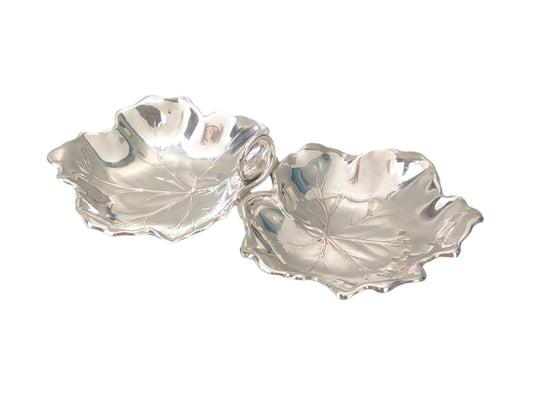 Vintage Sterling silver Double leaf bonbon dish by Royal Irish Silver