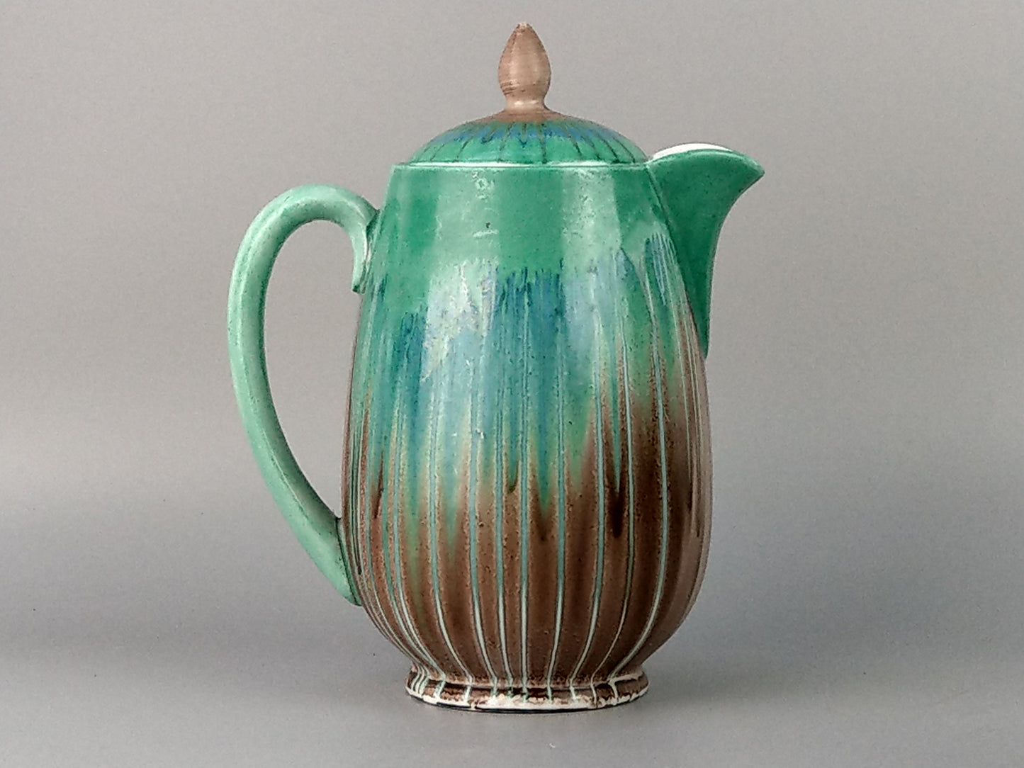 Mint green Coffee pot drip glaze by Shelley Harmony ware pattern 8829