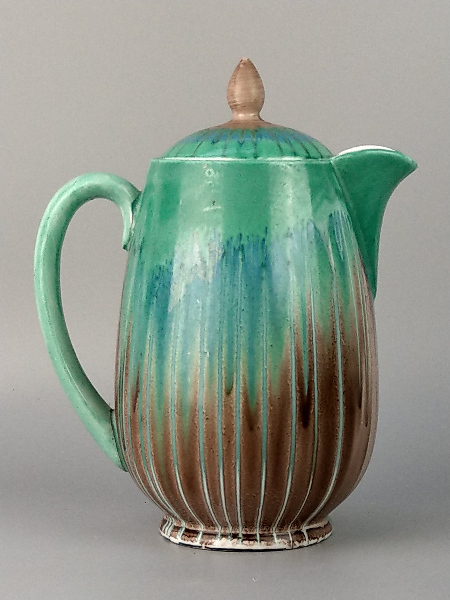 Mint green Coffee pot drip glaze by Shelley Harmony ware pattern 8829