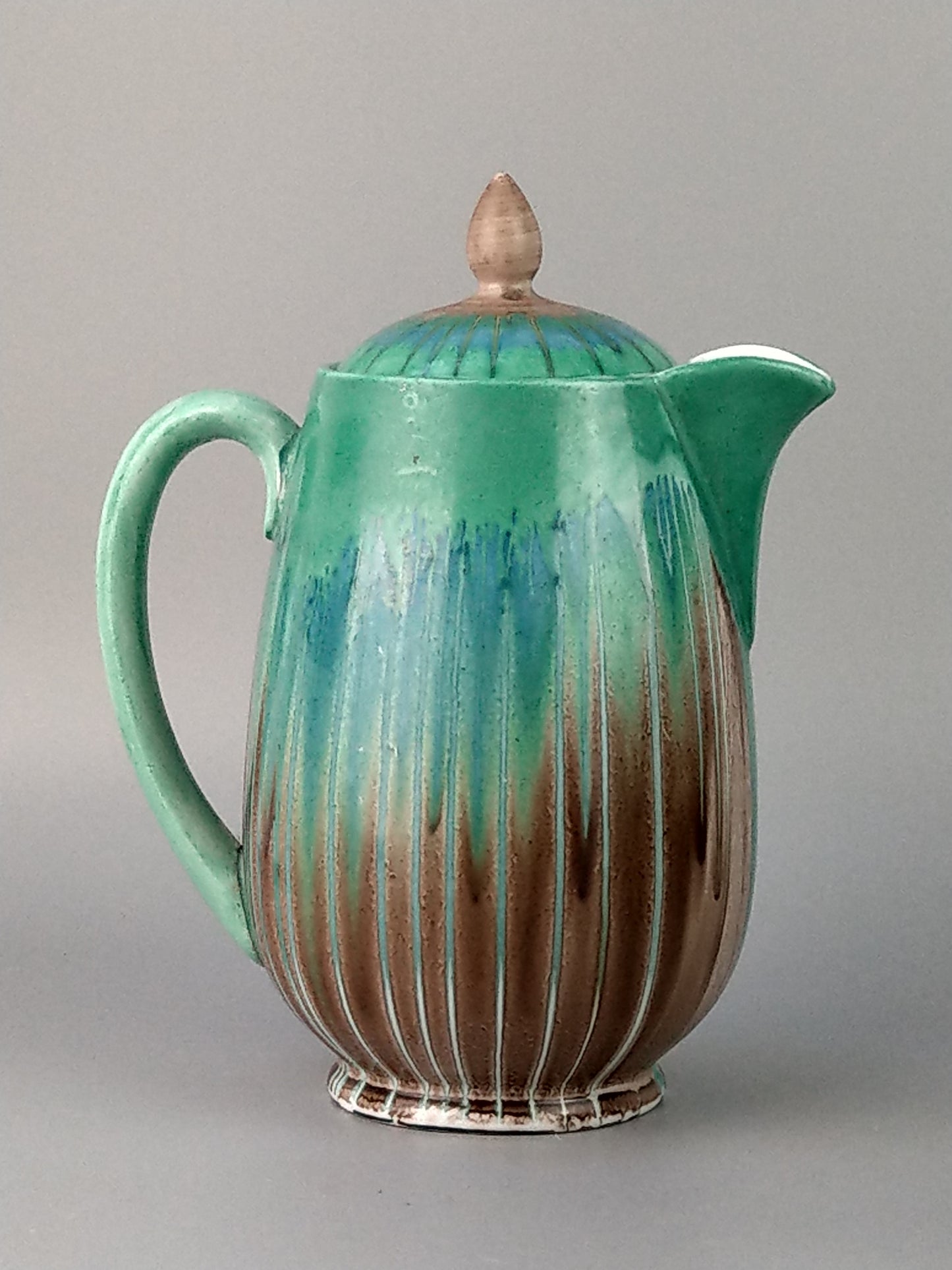 Mint green Coffee pot drip glaze by Shelley Harmony ware pattern 8829