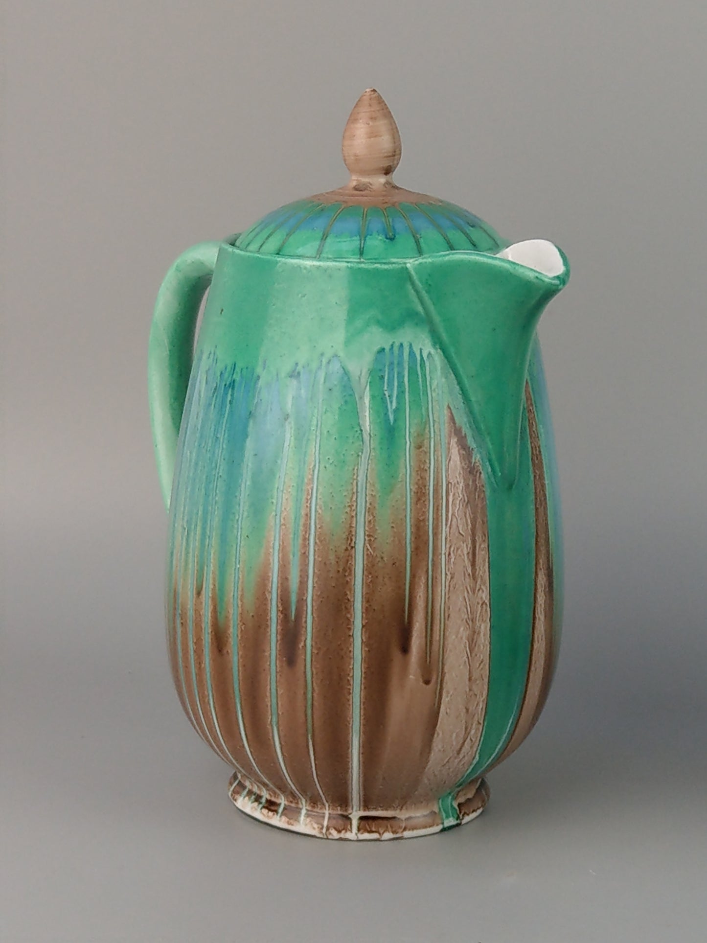 Mint green Coffee pot drip glaze by Shelley Harmony ware pattern 8829