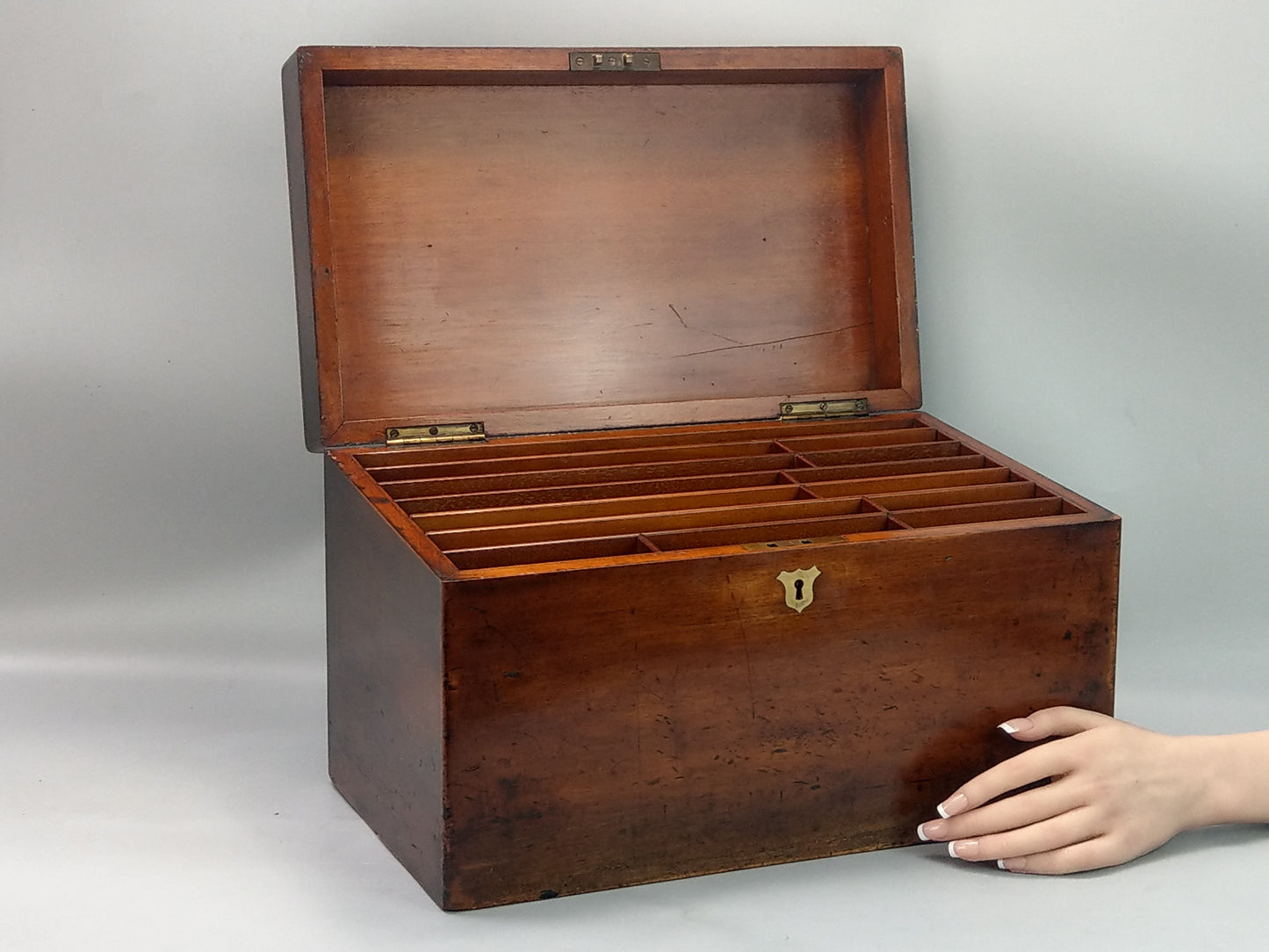 Victorian Large Stationery Box, Mahogany, Great Northern Railway, Woodhall Junction/Kirkstead Station