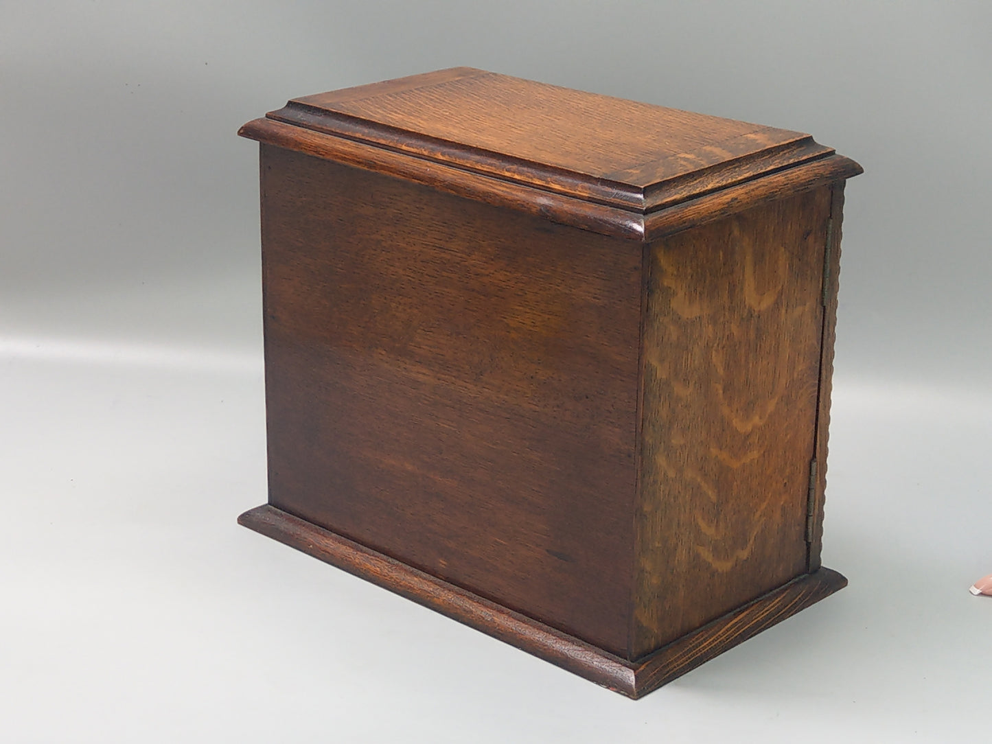 Antique Desktop Oak Smoker's Compendium Cabinet