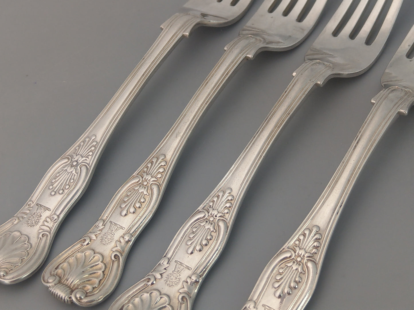 Sterling Silver Forks  King Pattern by Charles Boyton with Heraldic Crest Sheaf of Wheat