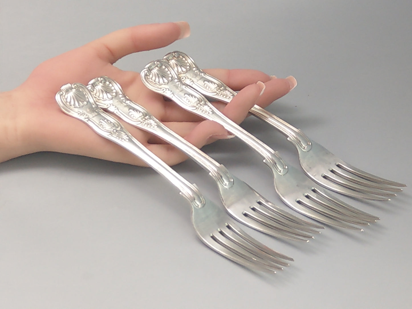 Sterling Silver Forks  King Pattern by Charles Boyton with Heraldic Crest Sheaf of Wheat