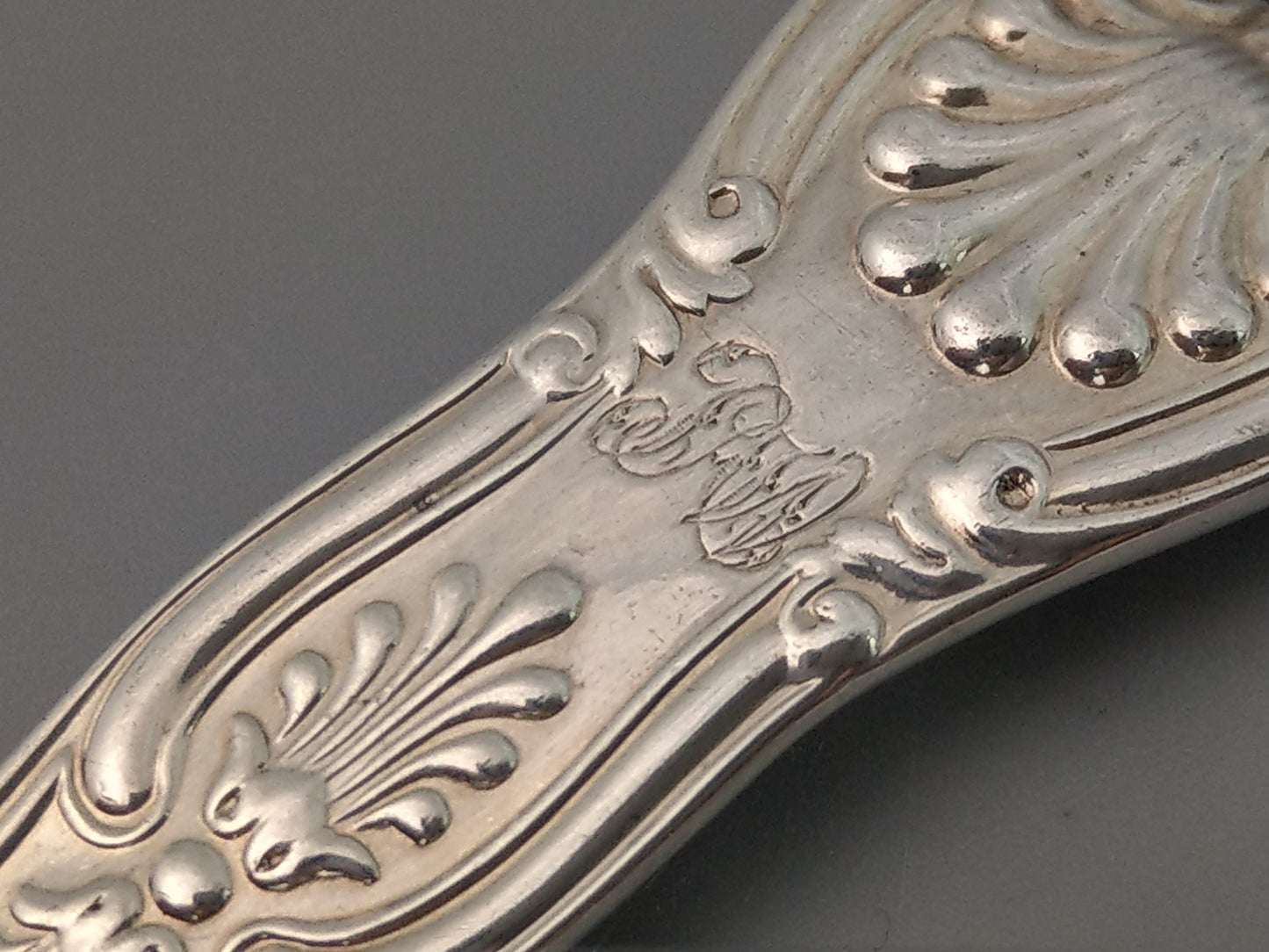 Antique Silver Fork King Pattern, George William Adams, c.1843 Engraved monogram