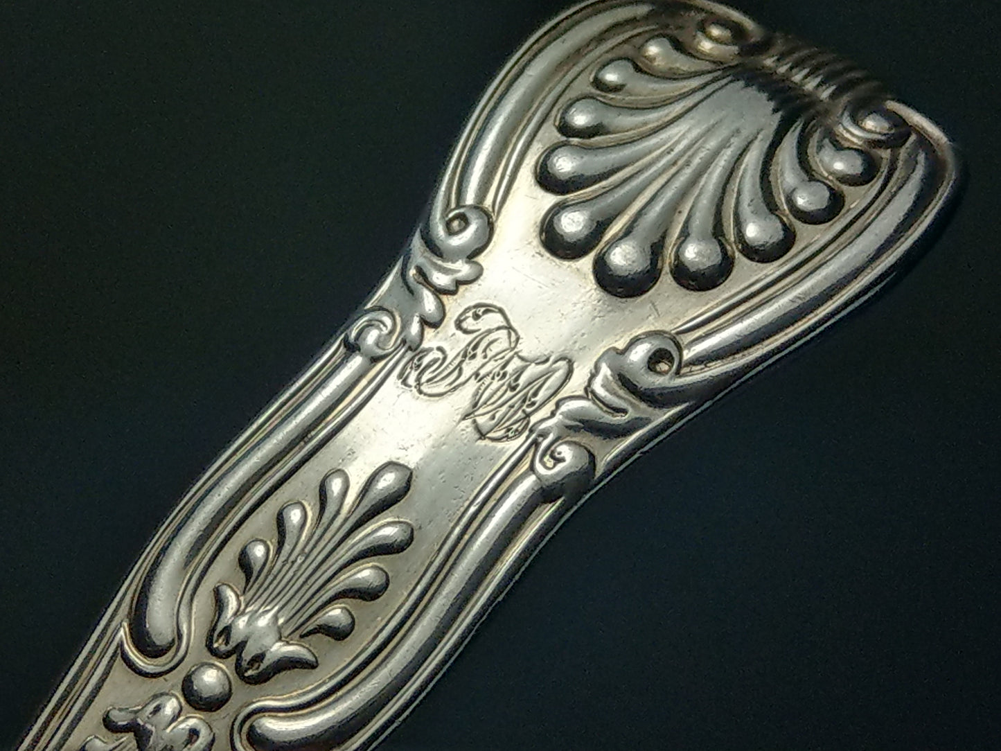 Antique Silver Fork King Pattern, George William Adams, c.1843 Engraved monogram