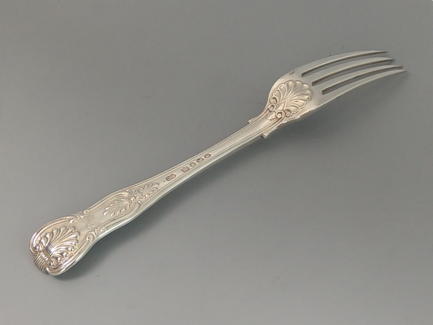 Antique Silver Fork King Pattern, George William Adams, c.1843 Engraved monogram