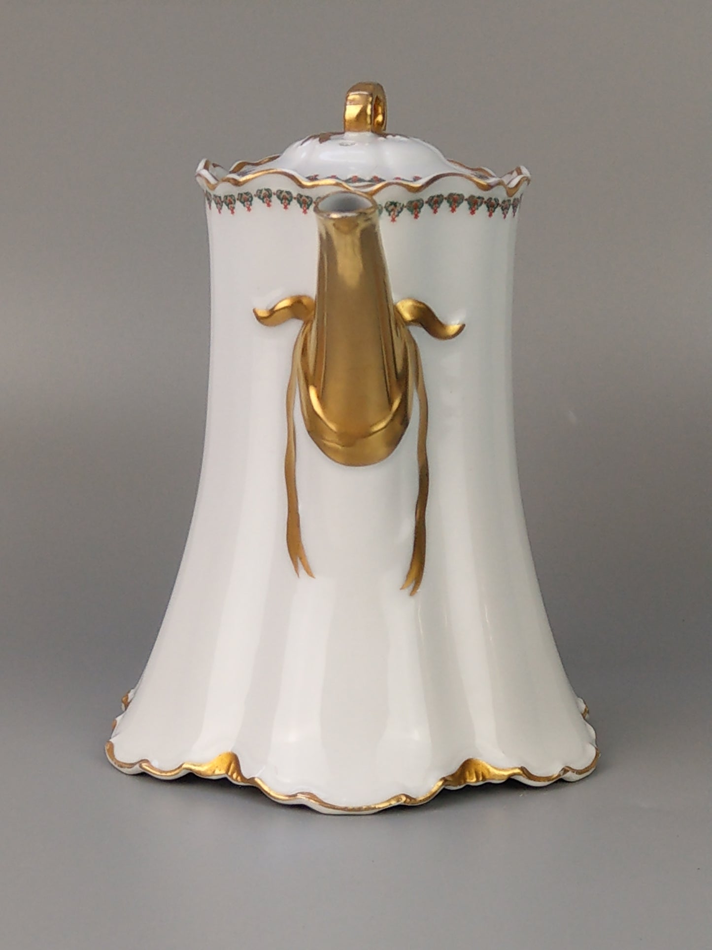 White & Gold Limoges Coffee pot with cups by Haviland