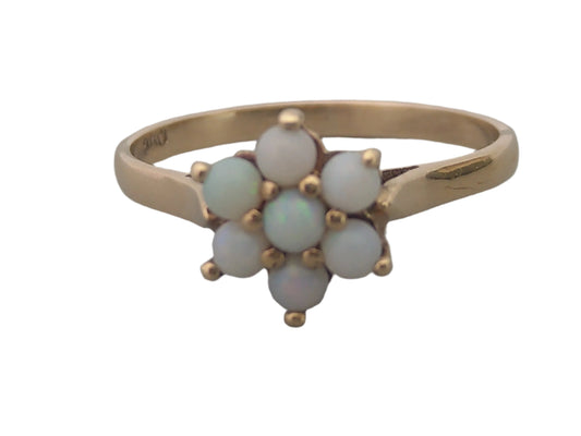 Vintage Opal Cluster Ring Daisy 9ct gold London c1967