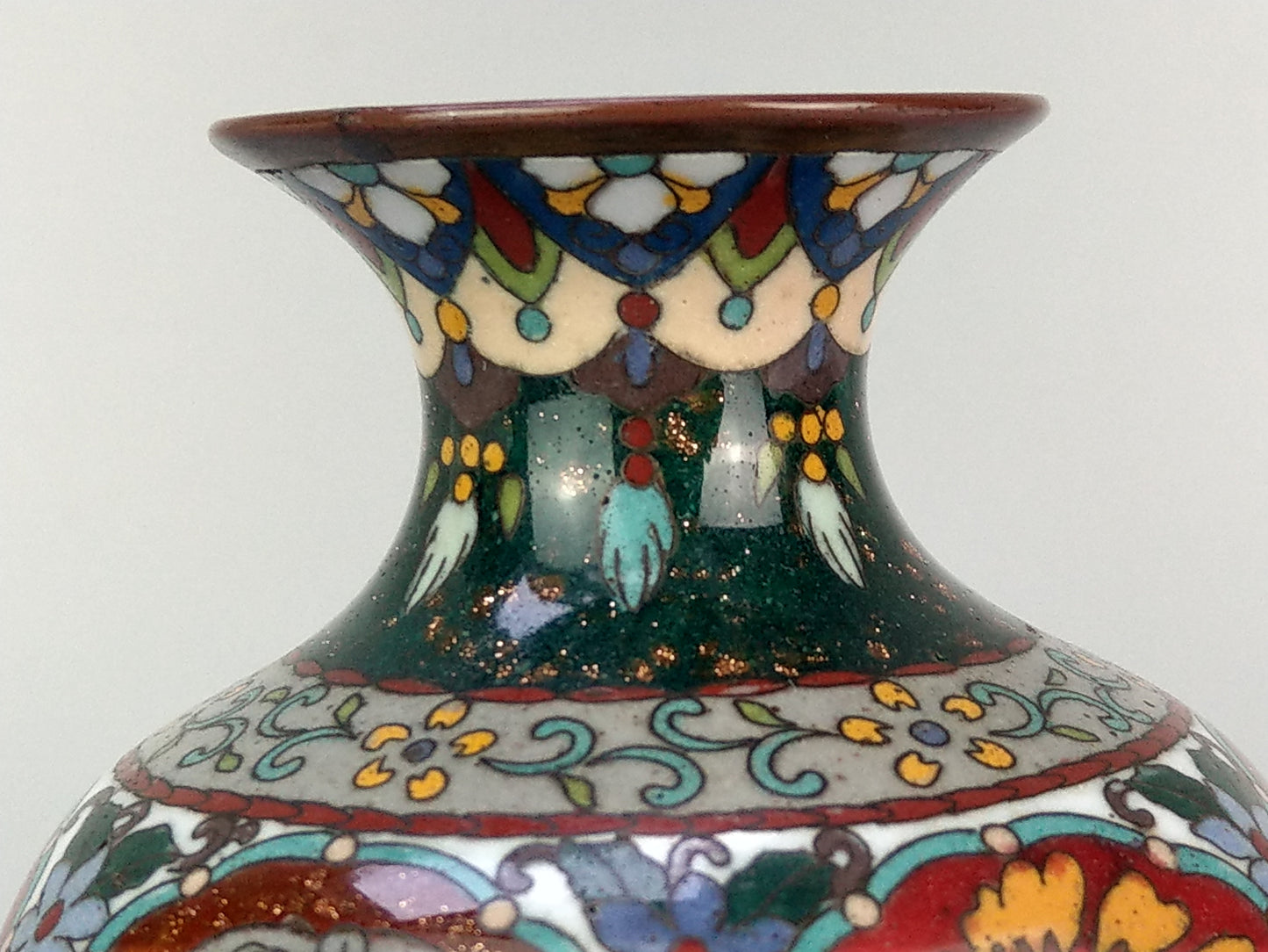 Antique Japanese Cloisonne Enamel Vase Meiji Period with Dragons