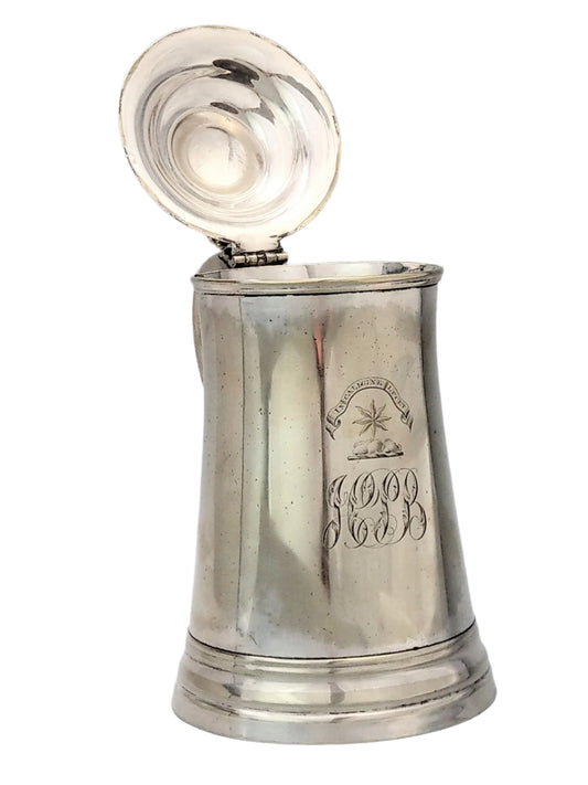 Antique Tankard with Lid Motto In Caligine Lucent