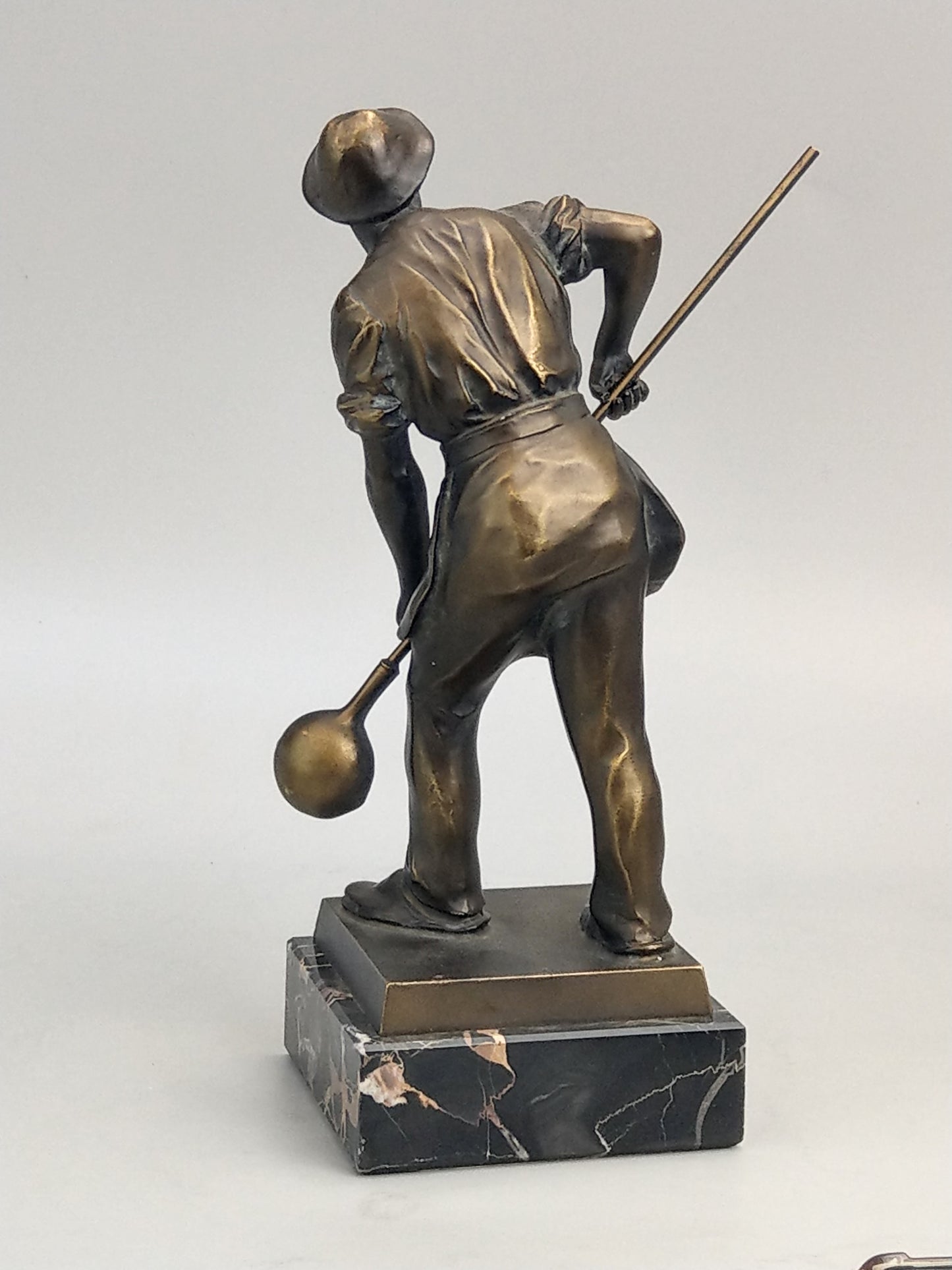 Art Deco Bronze Statuette of Foundryman on Portor marble c1930