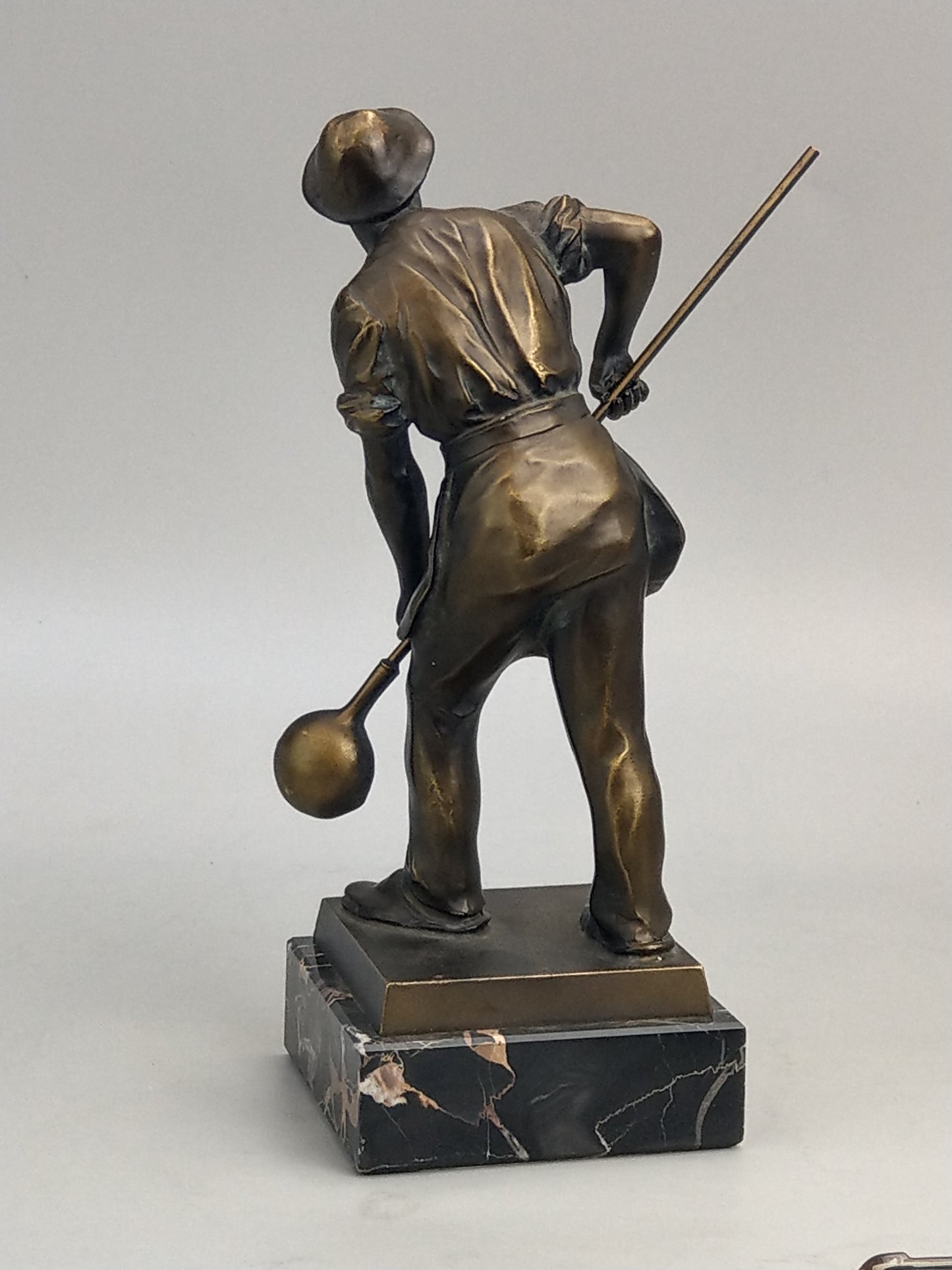 Art Deco Bronze Statuette of Foundryman on Portor marble c1930