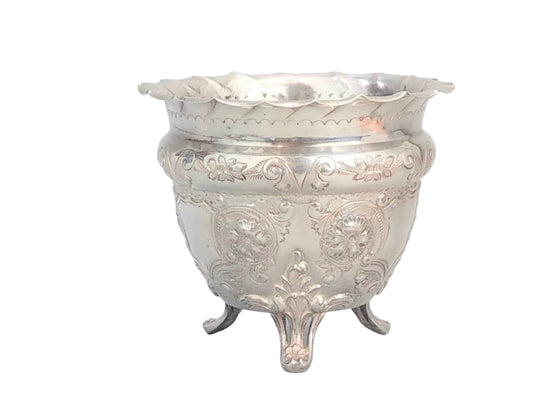 Antique Flower Cachepot on Feet Silver Plate by Maxfield & Son