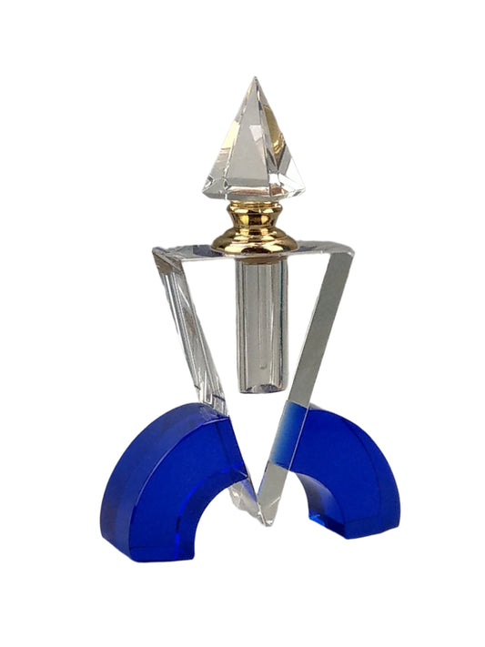 Geometric Perfume bottle cobalt blue and clear 