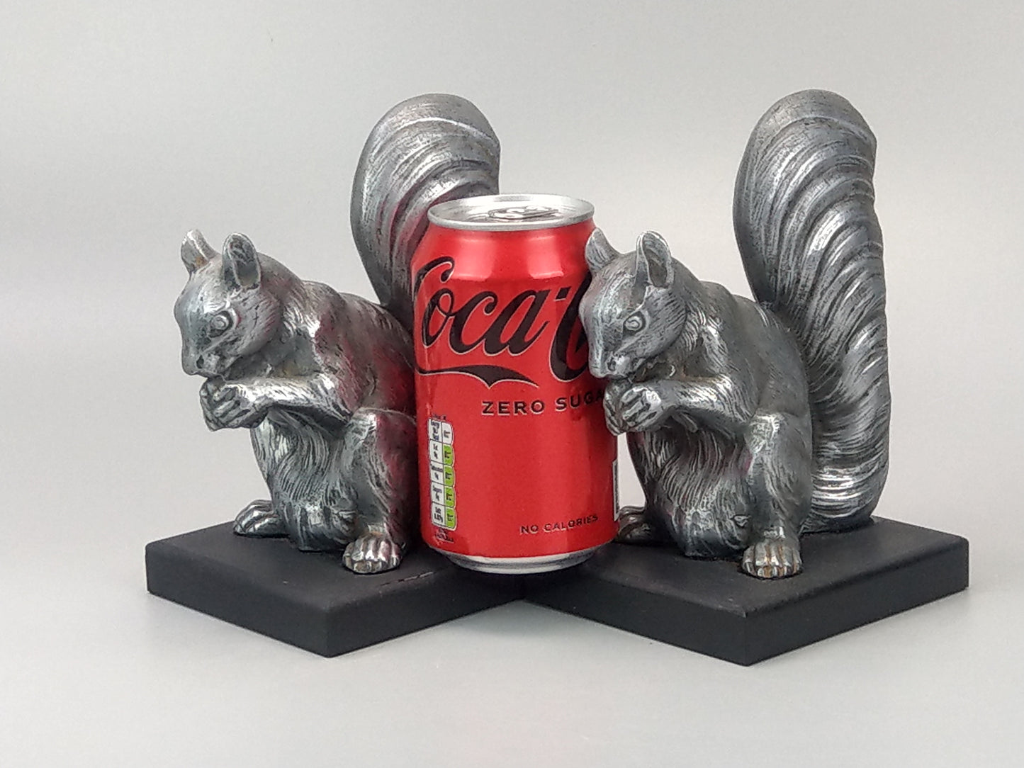 French Art Deco silver squirrel bookends slate base