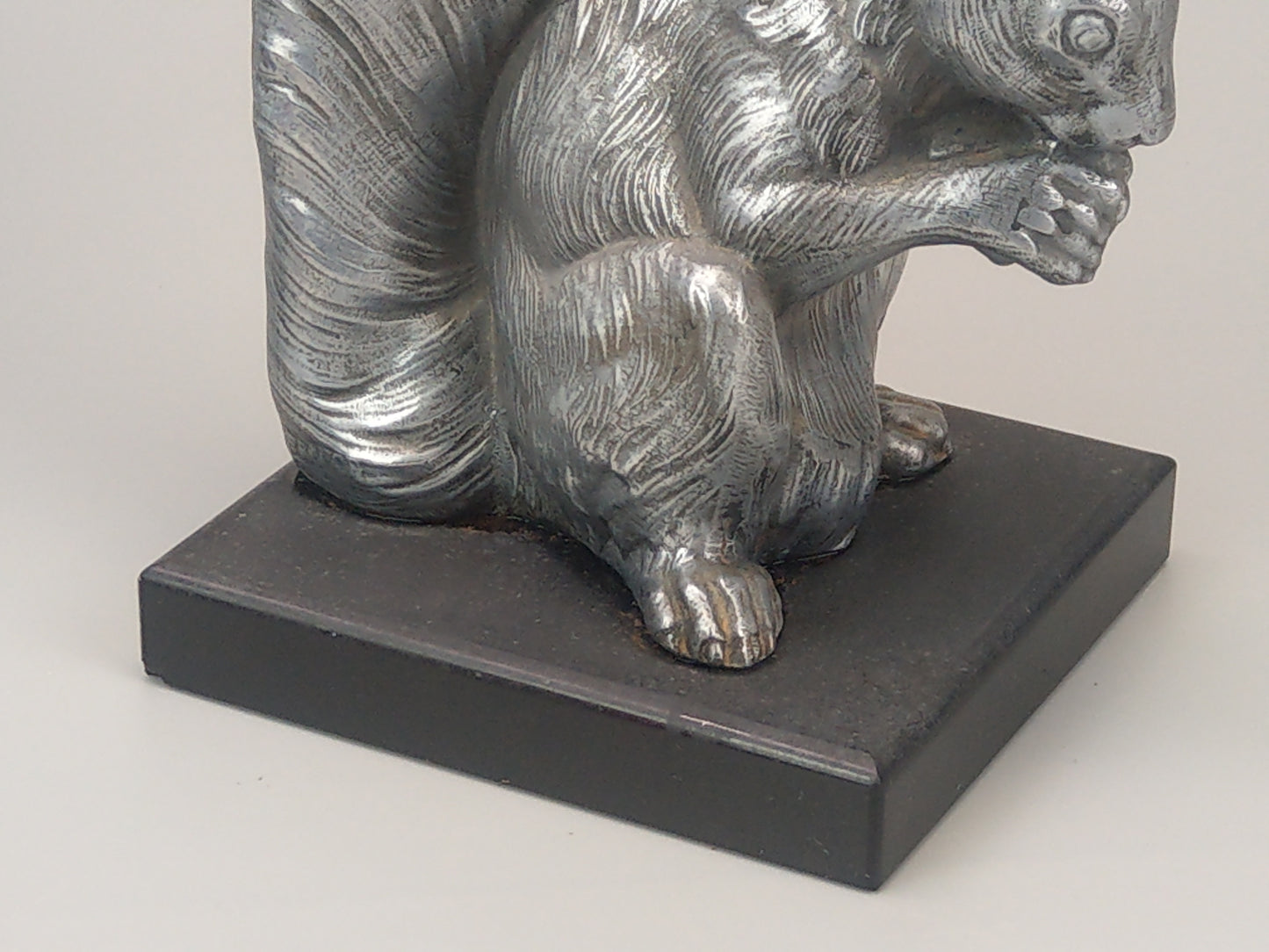 French Art Deco silver squirrel bookends slate base