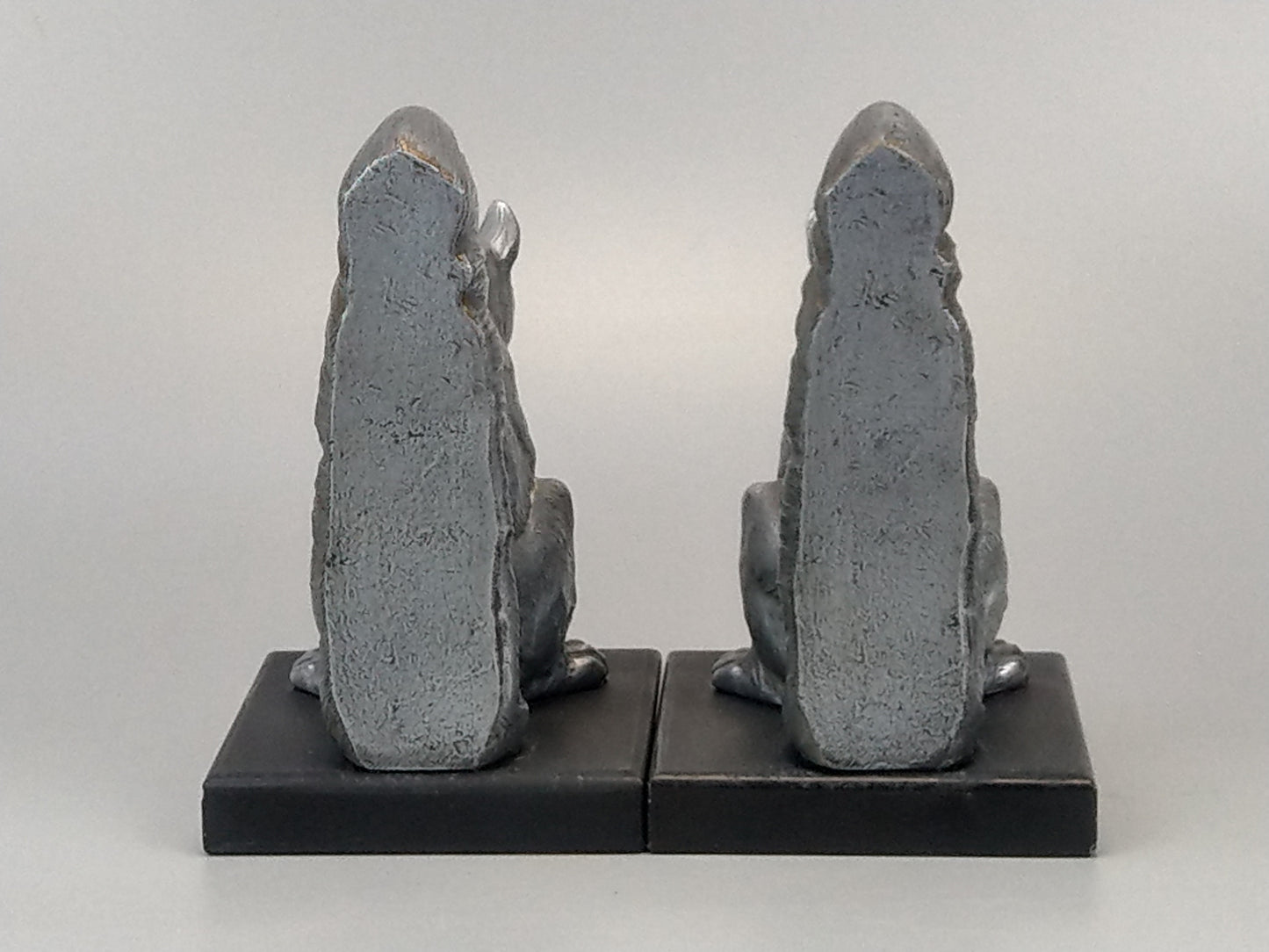 French Art Deco silver squirrel bookends slate base