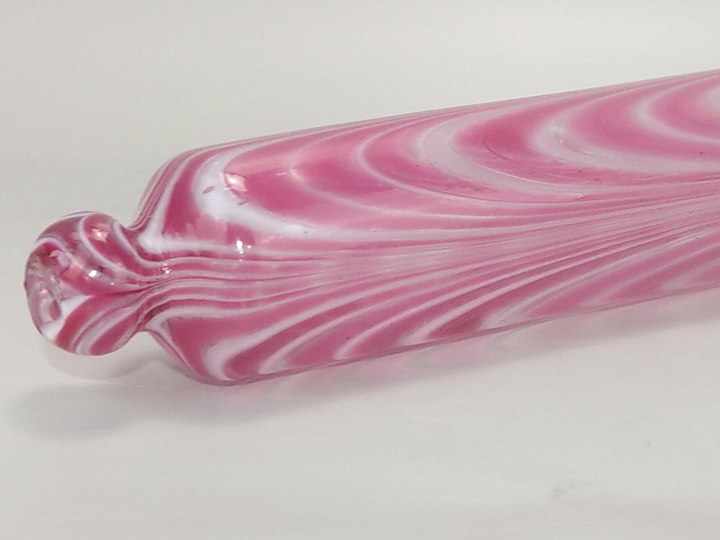 Large Glass Rolling Pin, Candy Stripe Pink Nailsea