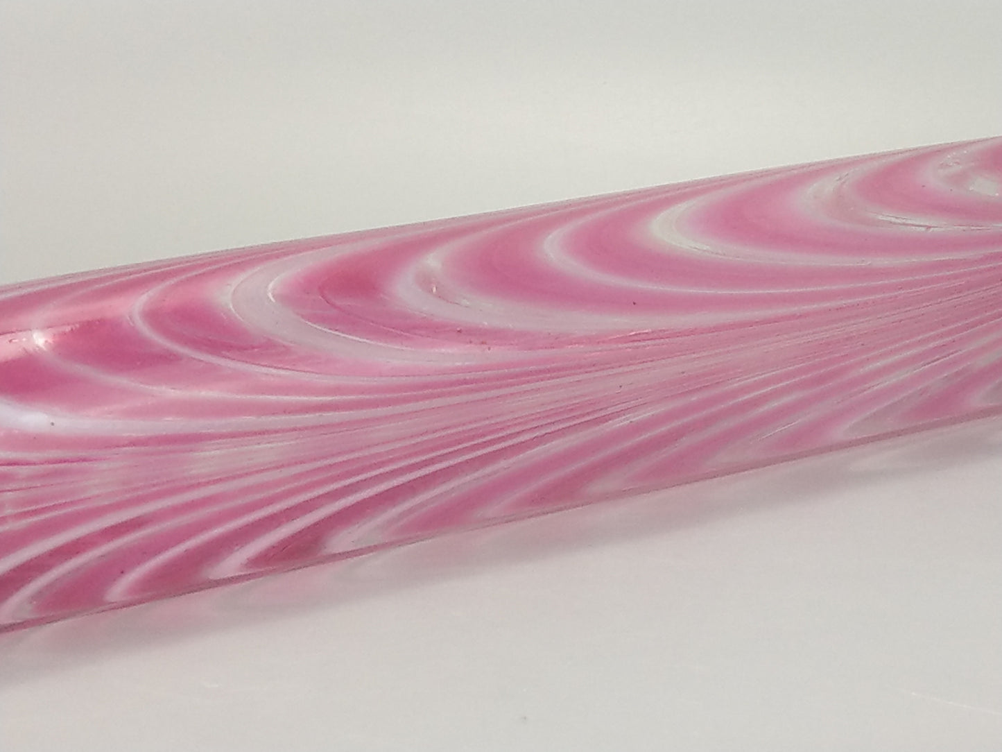 Large Glass Rolling Pin, Candy Stripe Pink Nailsea