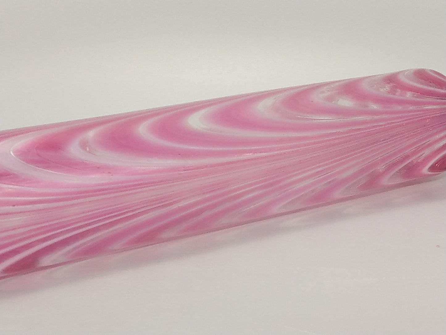 Large Glass Rolling Pin, Candy Stripe Pink Nailsea