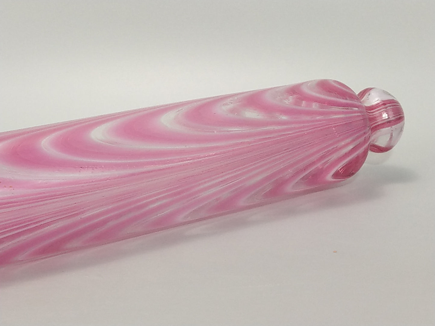 Large Glass Rolling Pin, Candy Stripe Pink Nailsea