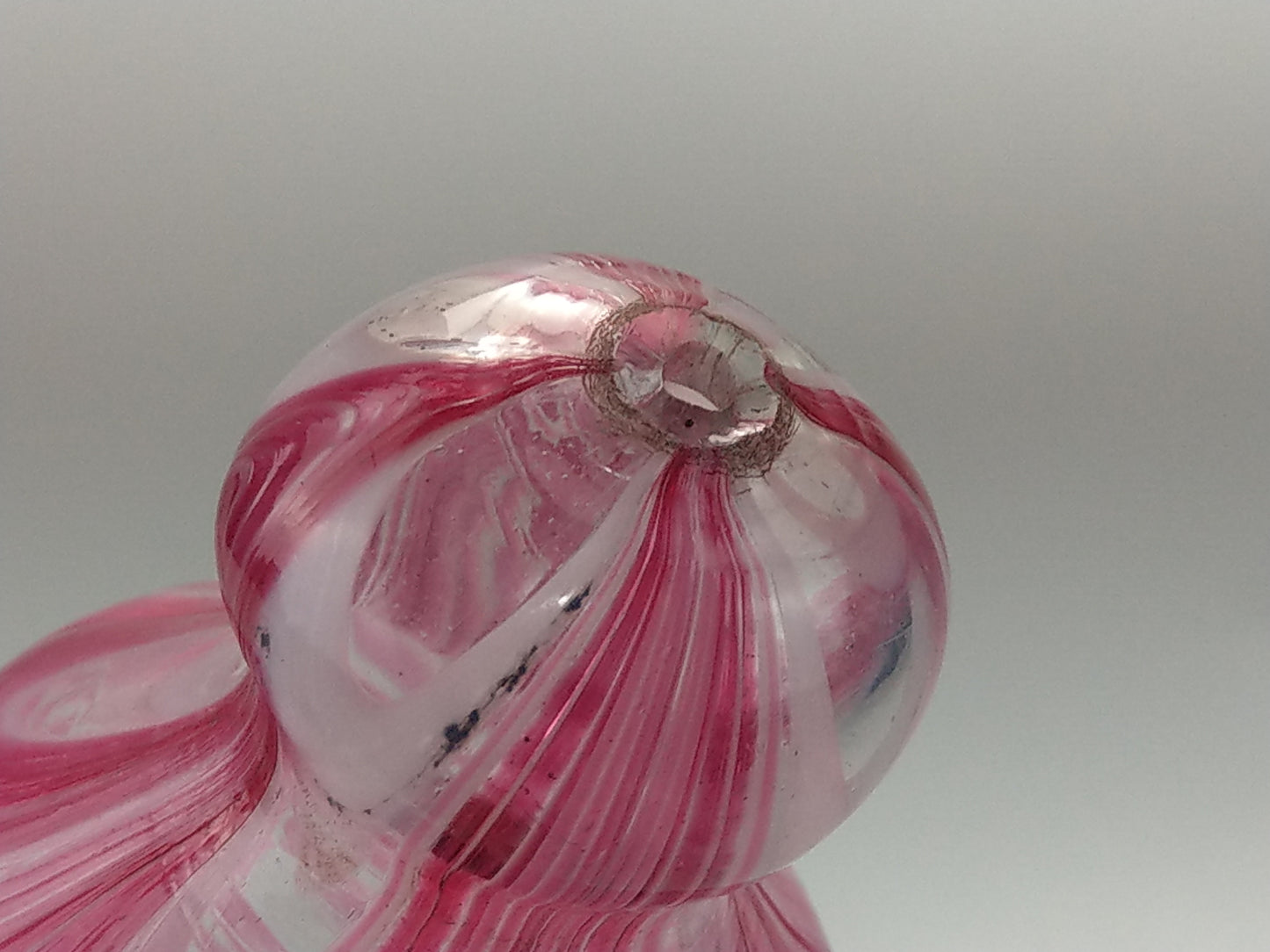 Large Glass Rolling Pin, Candy Stripe Pink Nailsea