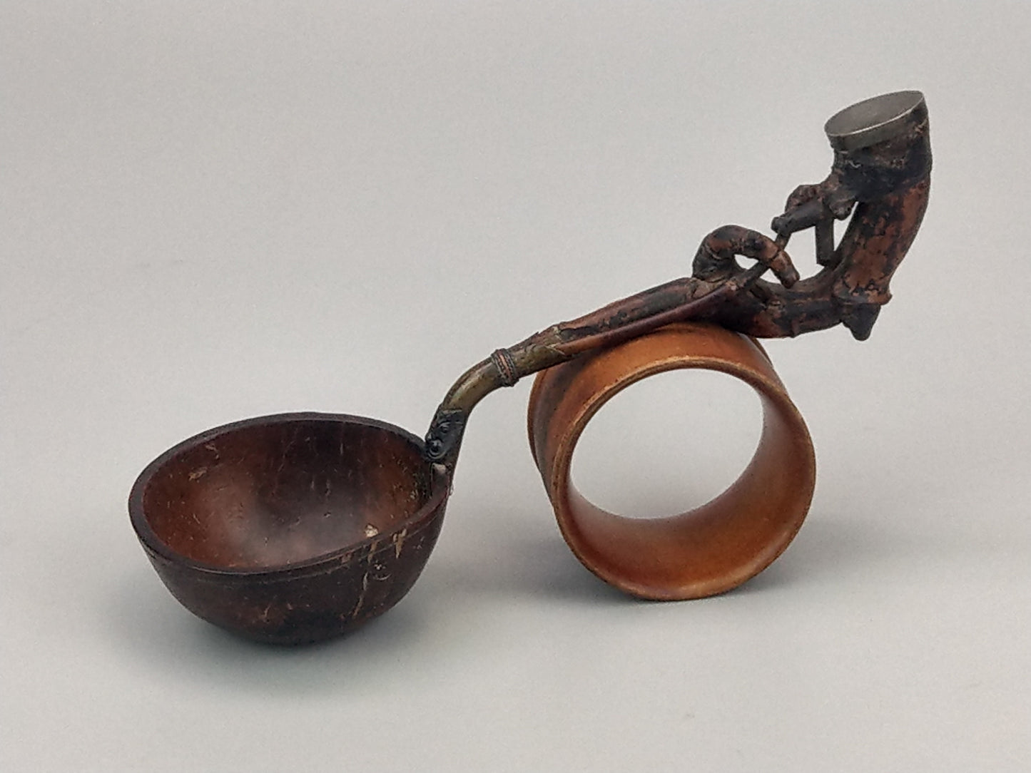 Asian Bamboo and coconut shell Ladle c1800 ceremonial opium smoking