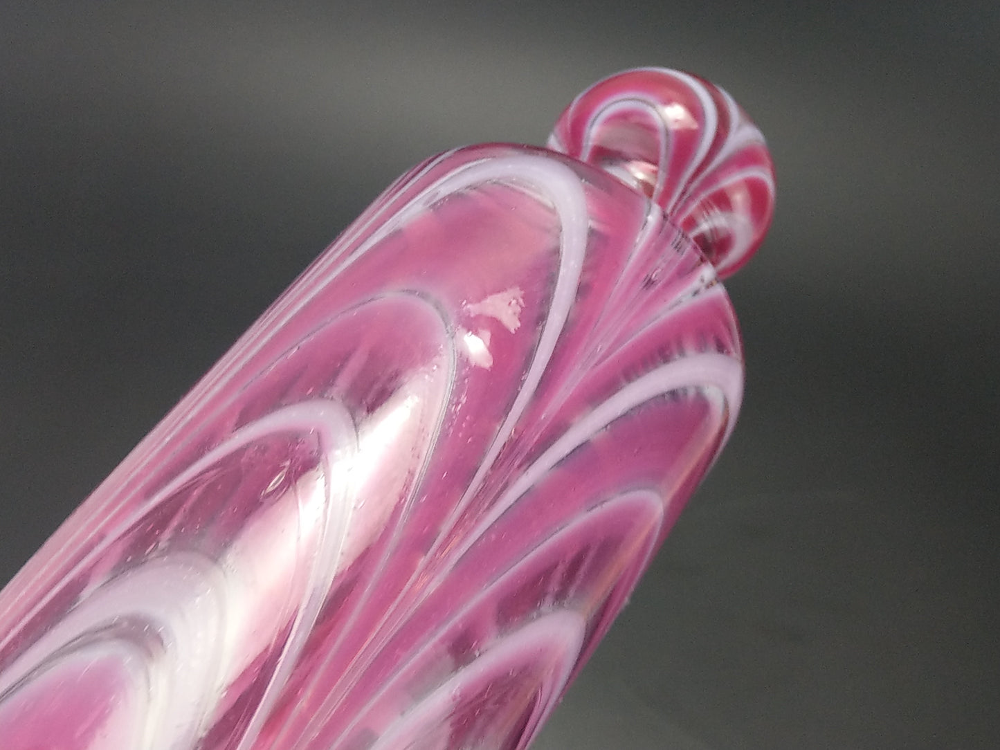 Large Glass Rolling Pin, Candy Stripe Pink Nailsea