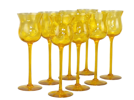 Amber Uranium Hock Glasses by John Walsh 