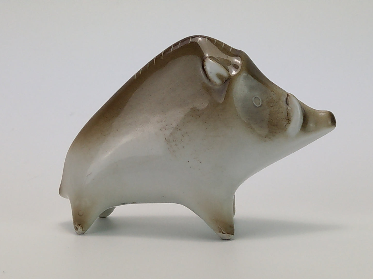 Vintage Zsolnay Porcelain Wild Boar Figurine c.1960