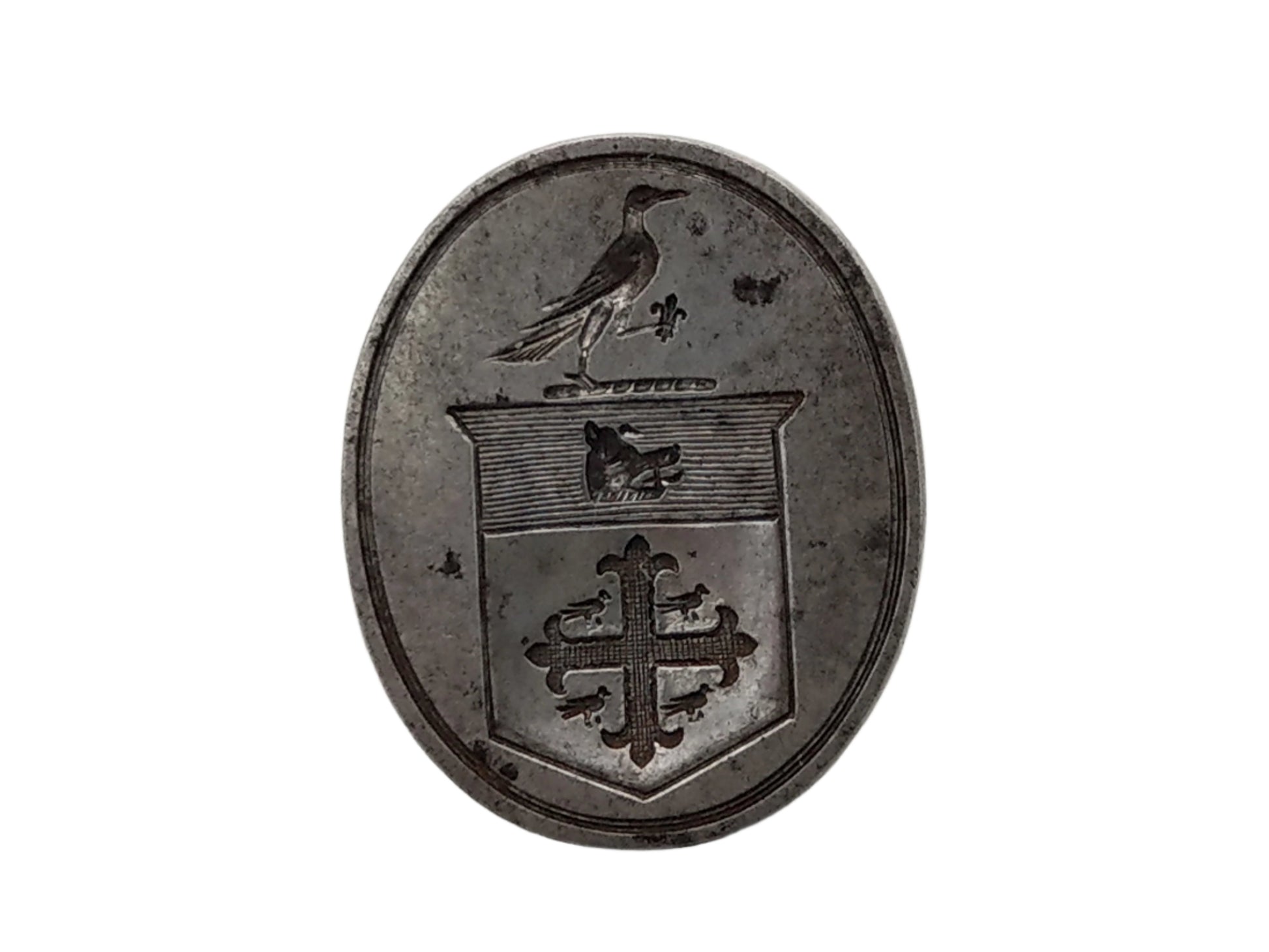 Steel Fob Seal Pendant with Jerusalem Cross, Birds, Boar's Head c.1770
