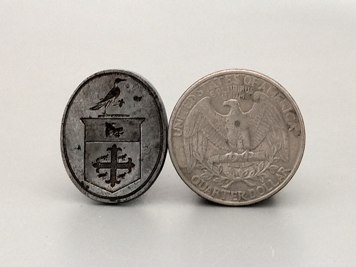 Steel Fob Seal Pendant with Jerusalem Cross, Birds, Boar's Head c.1770