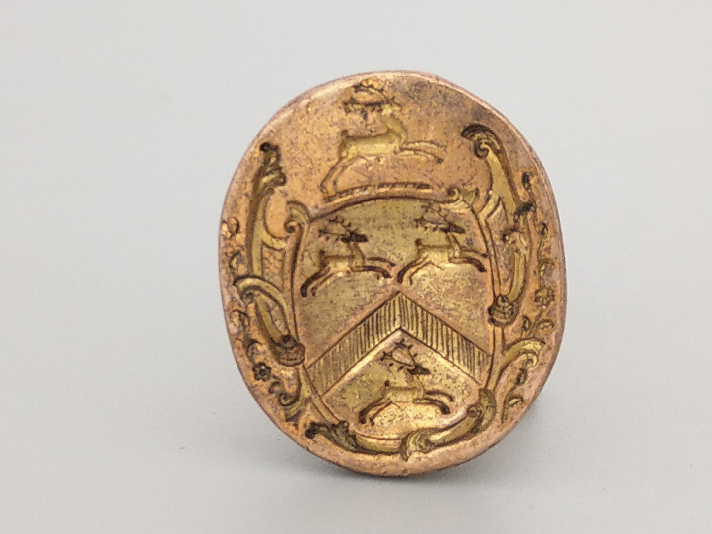 Gilt Fob Seal Pendant, Rogers Family Crest with Shield and Deer, c. 1770