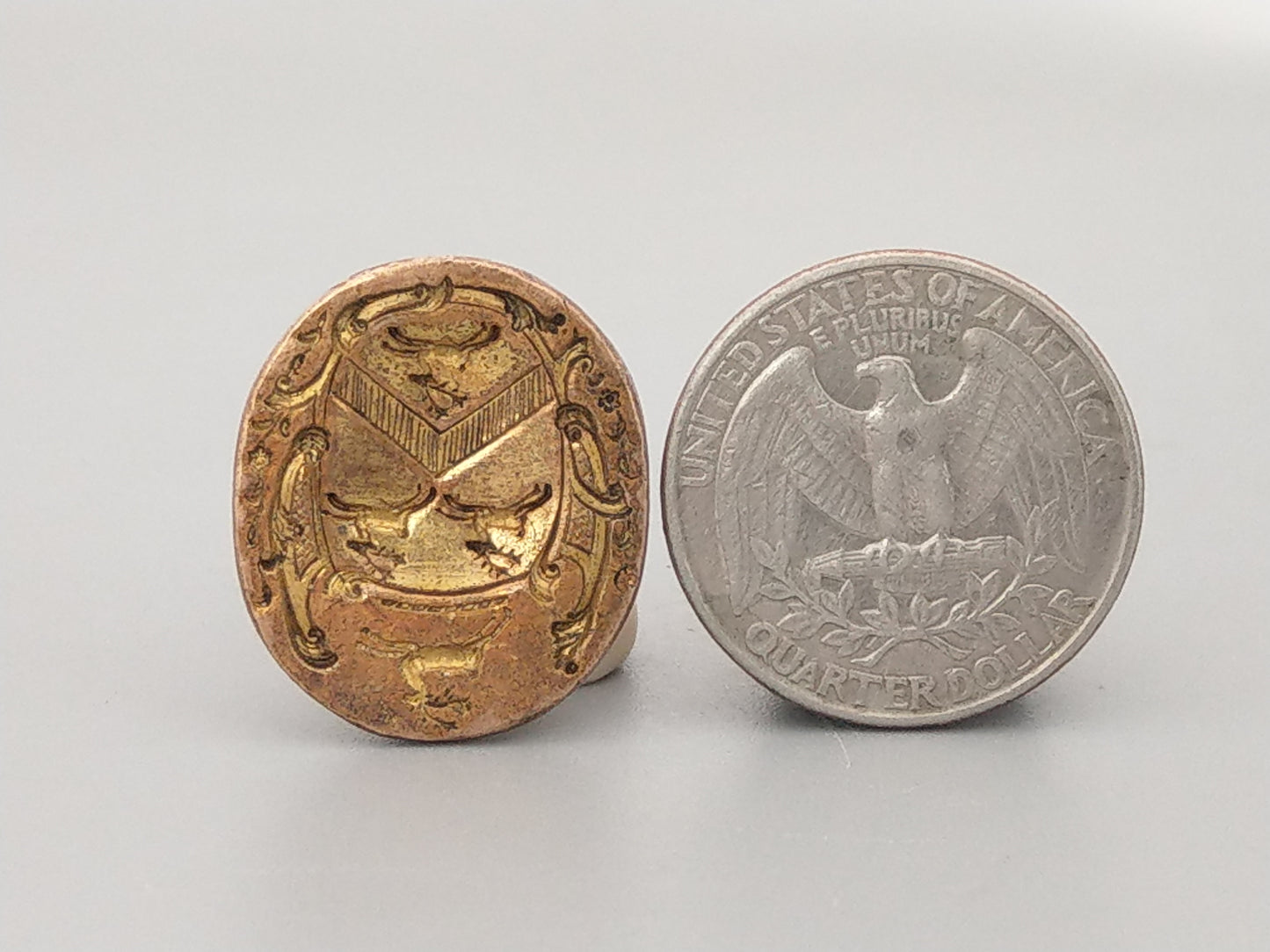 Gilt Fob Seal Pendant, Rogers Family Crest with Shield and Deer, c. 1770