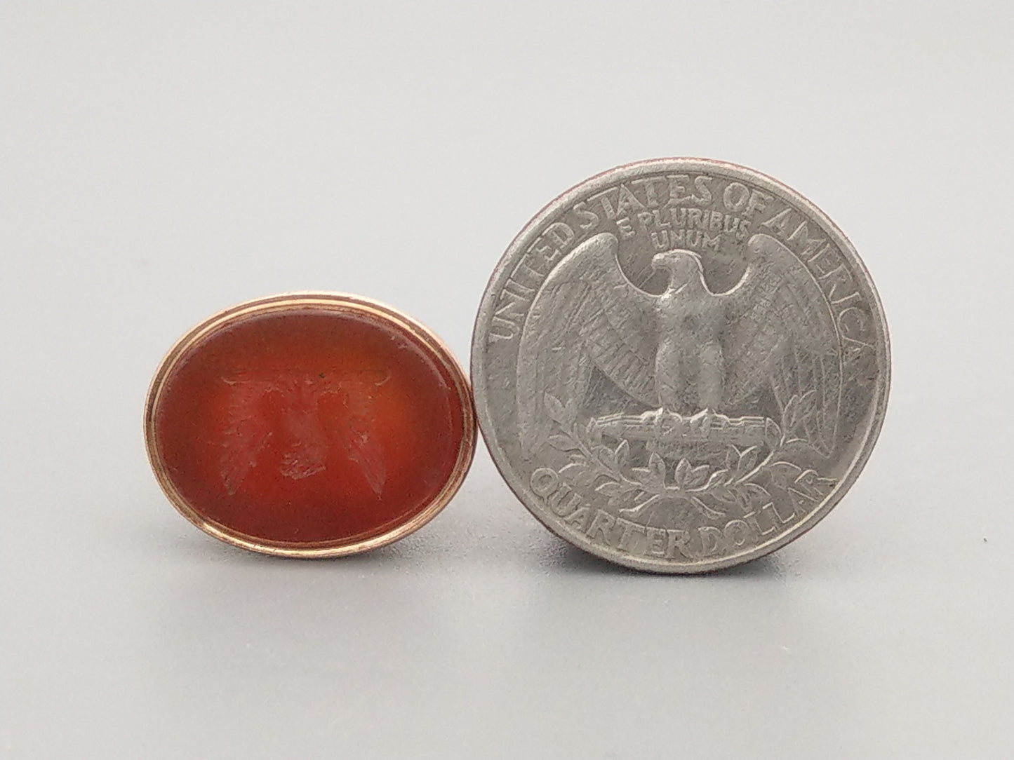 Antique Carnelian Seal Fob with Eagle Head Between Wings