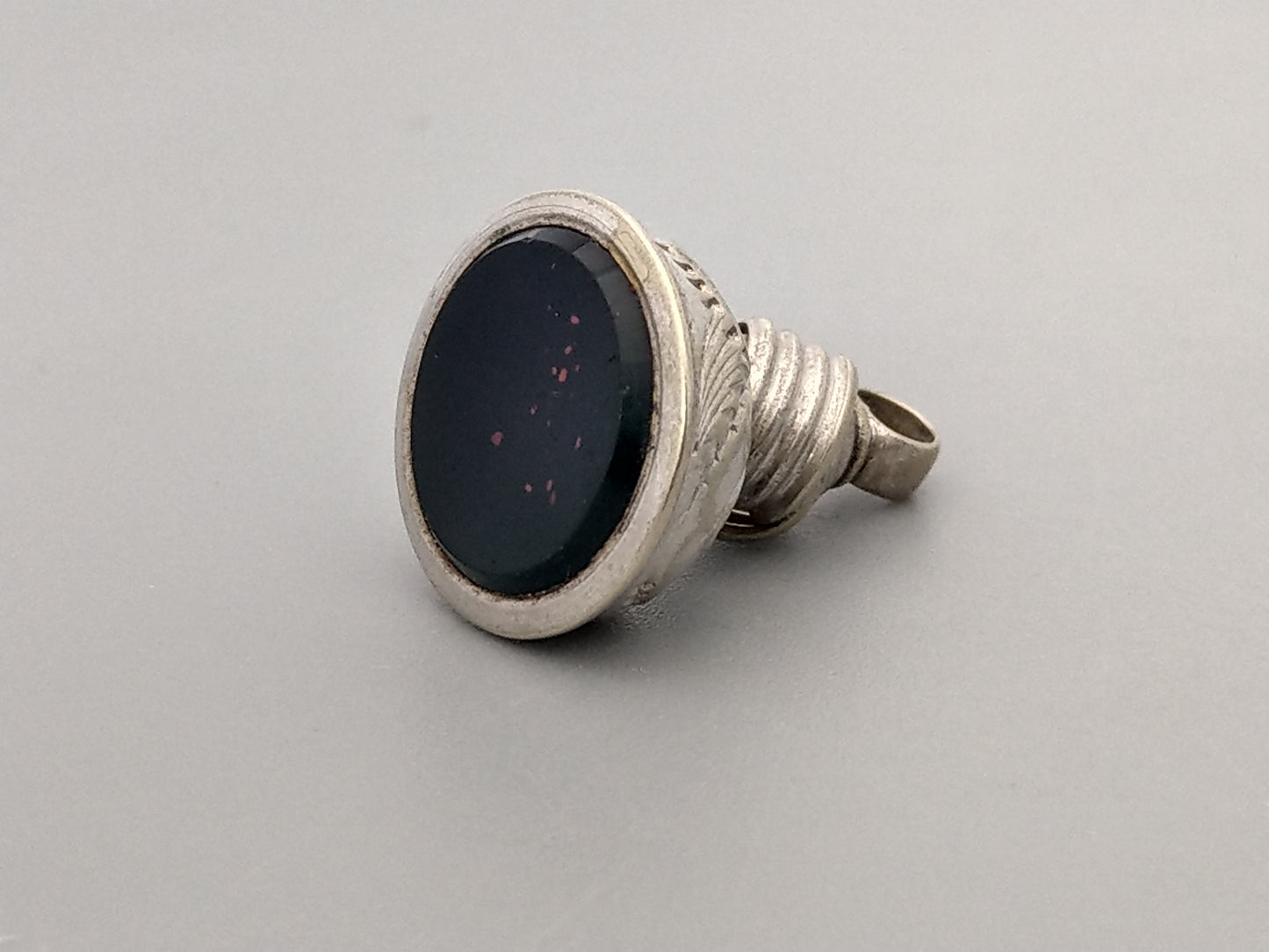 Silver Sterling Fob Watch with Knot and Bloodstone