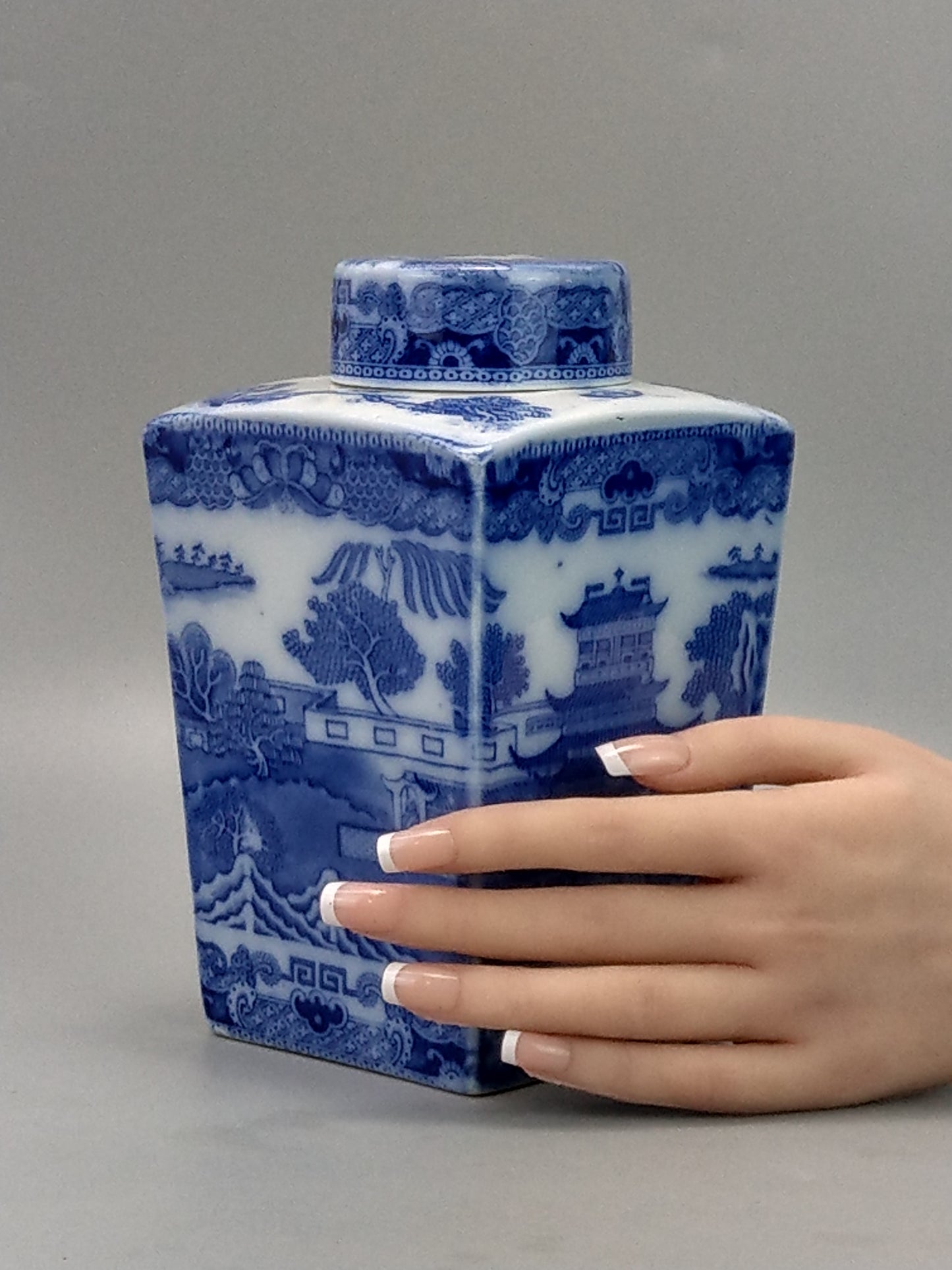 Blue Willow Porcelain Tea Caddy Ringtons