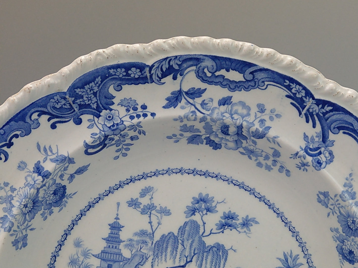 Blue and White Soup Plate Minton Chinese Marine Opaque China c.1830