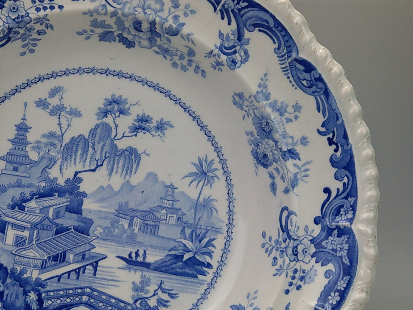 Blue and White Soup Plate Minton Chinese Marine Opaque China c.1830