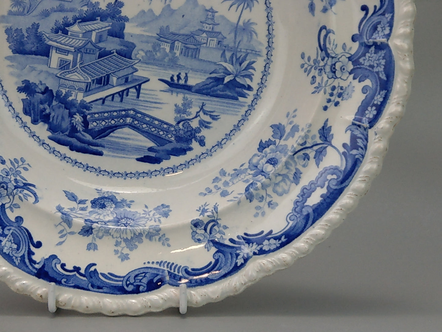 Blue and White Soup Plate Minton Chinese Marine Opaque China c.1830