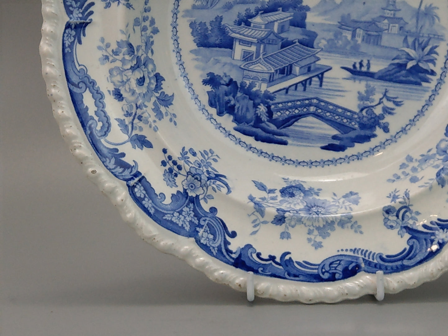 Blue and White Soup Plate Minton Chinese Marine Opaque China c.1830