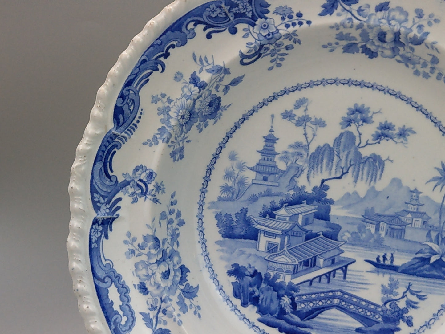 Blue and White Soup Plate Minton Chinese Marine Opaque China c.1830