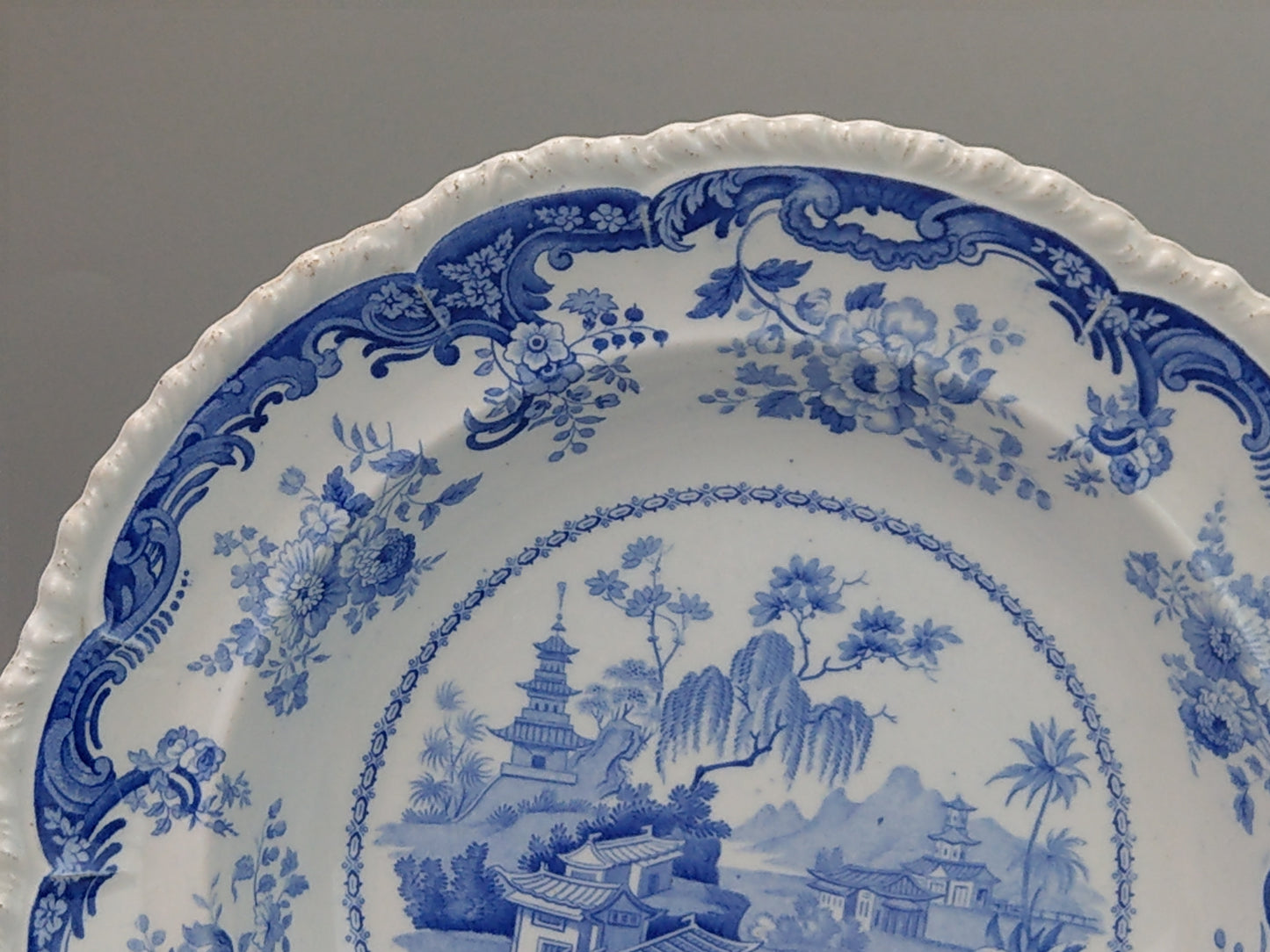 Blue and White Soup Plate Minton Chinese Marine Opaque China c.1830