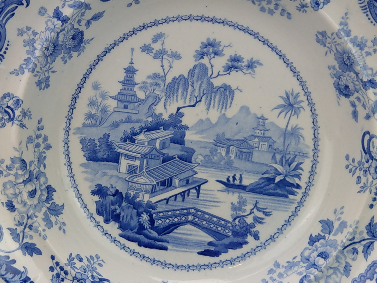 Blue and White Soup Plate Minton Chinese Marine Opaque China c.1830