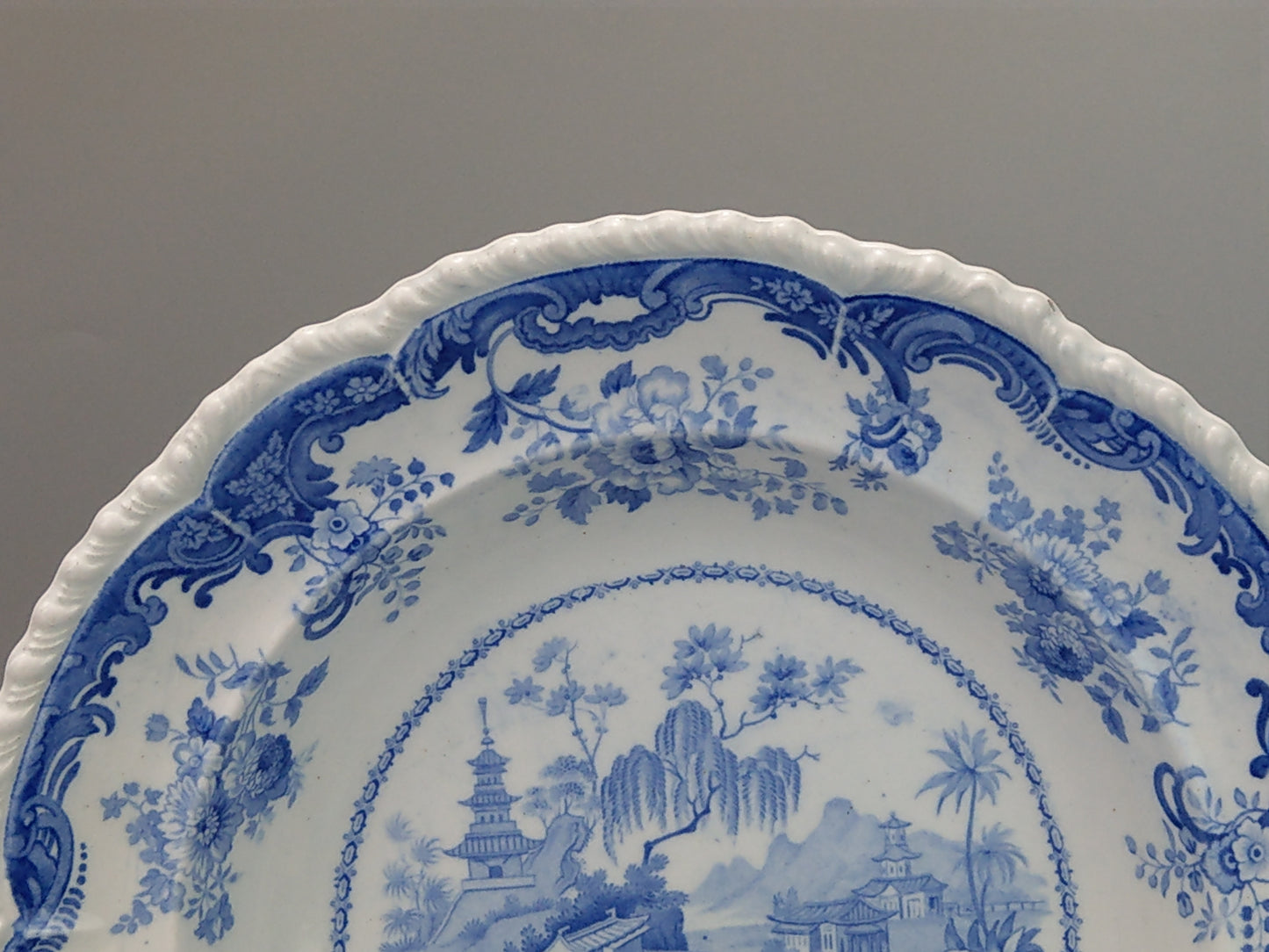 Blue and White Soup Plate Minton Chinese Marine Opaque China c.1830